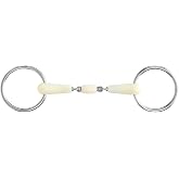 Happy Mouth Double Jointed Loose Ring w/Roller Mouth Bit - Apple Scented Durable Stainless Steel Rings Soft Polymer Middle Horse Riding Snaffle Bit