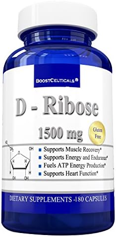 D Ribose 180 Capsules 1500 mg Daily Dose - Ideal Muscle Relaxer Pills D Ribose Capsules for Muscle Recovery - Pure ATP Supplement by BoostCeuticals
