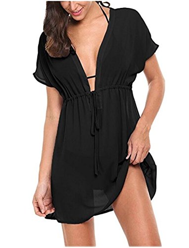 Ohcool Women's Summer Swimsuit Bikini Beach Swimwear Cover up (one Size, 01Black) - Thumbnail 7
