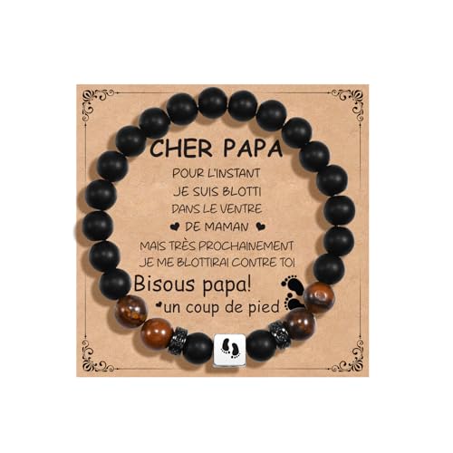 CheersLife Cadeau Futur Papa, Bracelet Annonce Grossesse Papa, Premier Cadeau Fete Des Peres, Bracelet Fete des Peres Homme, Cadeaux Anniversaire Homme 30 40 50 Ans