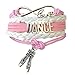 BAE Icons Dance Bracelet Gift for Girls, Infinity Dance Bracelet Ballet Shoes Charm, Gift Wrapped (Pink, White, 5.5in Medium). Pink Jewelry for Girls. Dance Girl Gift for Birthday Gifts