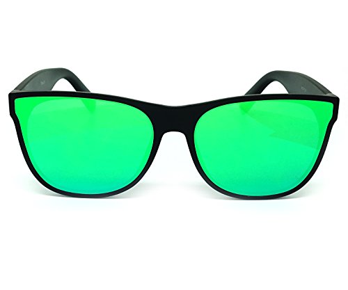 O2 Eyewear 7131 Premium Flat Semi-Shield Matte Finish Mirror Womens Mens Sunglasses (MATTE BLACK, TURQUOISE)