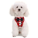 SELMAI Stylish Red Plaid Suits Mesh Dog Tuxedo Harness Vest Leash Set for Small Toy Dog Cat Puppy Adjsutable No Pull M