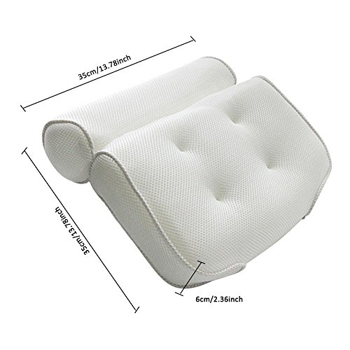 Owlhouse Bath Pillow Bathtub, Bathroom Bathtub Pillow with Sponge for Tub Jacuzzi, Premium Spa Home Spa, Luxury Cushion Support for Head, Neck, Back, Shoulders, Quick Drying, Anti-Bacterial, 14 Inch