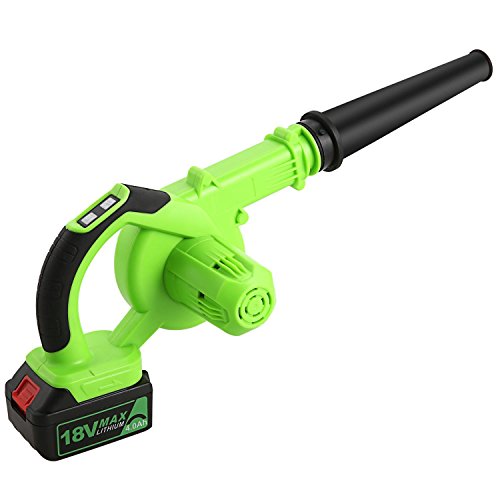 Utheing Cordless Blower 18V Max 4AH 110V Lithium-Ion Electric Leaf Cordless Blower Sweeper (Green)