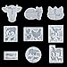 LET'S RESIN Animal Keychain Silicone Molds 9PCS Shiny Resin Molds, Keychain Molds for Epoxy, with Bear, Llama, Cat, Hen,Dinosaur,Shark,Elephant,Bull Head Shape