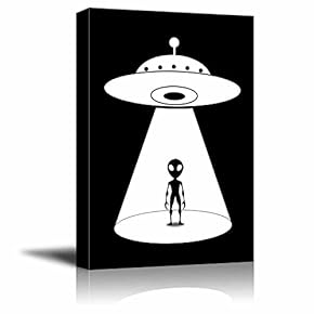 an Alien Descending from His UFO Vehicle Black...