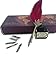 Antique Copper Feather Pen with Ink and Steel Tips Calligraphy Quill Pen Gift Set (wine)