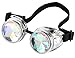 Lelinta Steampunk Rave Glasses Goggles with Rainbow Crystal Glass Lens,Silver,Adjustable