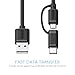 Inateck 2 in 1 USB Type C Cable, 100CM/ 3.3ft USB Type C (USB 3.1) and USB Micro-B to USB Type A(USB 2.0) for USB C and Micro USB Supported Devices, Black
