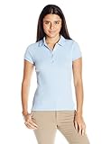IZOD Junior's Uniform Short Sleeve Interlock Polo, Light Blue, Small