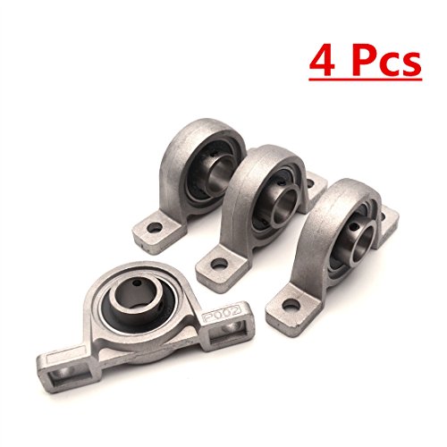 Sydien 4pcs 15mm/0.59" Bore Flange Mounted Pillow Block Bearing Zinc Alloy (15mm)