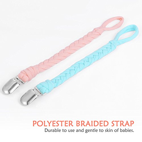 Benewell Pacifier Clips for Girls and Boys 4 Pack, Universal Baby Pacifier Holder, Teething Ring Holders for All Pacifier Styles, Teething Toy and Soothie, Hand-Made Braided - Thumbnail 3
