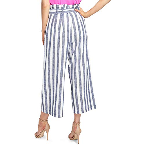 Rachel Rachel Roy Womens Linen Blend Paper Bag Wide Leg Pants Ivory 10