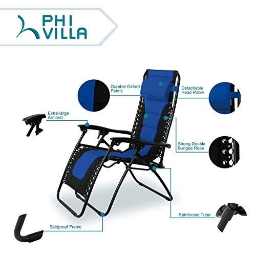 PHI VILLA Oversize XL Padded Zero Gravity Lounge Chair 2Pack