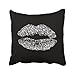 Accrocn Throw Pillow Covers Retro Black Gray Silver Glitter Kiss Lips Makeup Sparkly Pillowcases Polyester 18 x 18 Inch Cushion Decorative Pillowcase Square With Hidden Zipper Home Sofa