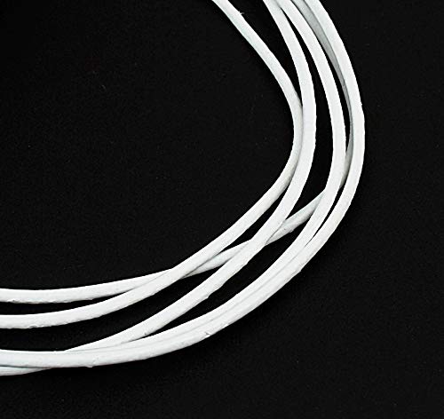 Perlin 10 Metre Leather Cord 1.5/2 mm White Leather Cord Cowhide Leather Jewellery Ribbon Craft Cord Jewellery Cord (2 mm 10 m)