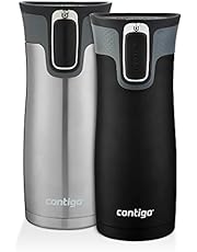 Contigo Autoseal West Loop Insulated Beverage, 16oz, Stainless Steel/Matte Black