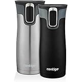 Contigo 2013292 Autoseal West Loop Insulated Beverage, 16oz, Matte Black &amp; Stainless Steel