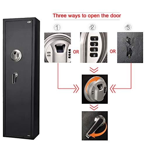 Moutec Electronic Rifle Safe, Quick Access 5-Gun Large Metal Rifle Gun Security Cabinet (with/Without Scope) with Separate Pistol/Handgun Lock Box (Electronic Black)