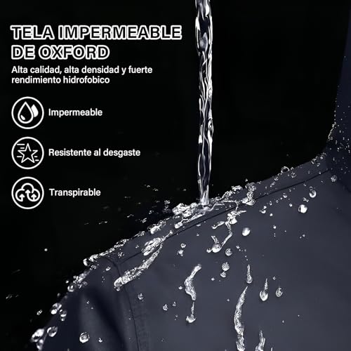 KIROGILY Impermeable para lluvia Hombre con Tira Reflectante, Poncho para Lluvia con Capucha, Chubasquero Hombre con Bolsa Impermeable para Celular, Raincoat para Camping, Viajes y Emergencias