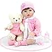 Aori Realistic Reborn Baby Doll 22 Inch Lifelike Weighted Reborn Baby Girl Doll with White Bear Accessories