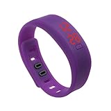 Kingfansion Mens Womens Rubber LED Watch Date Sports Bracelet Digital Wrist Watch (Purple)