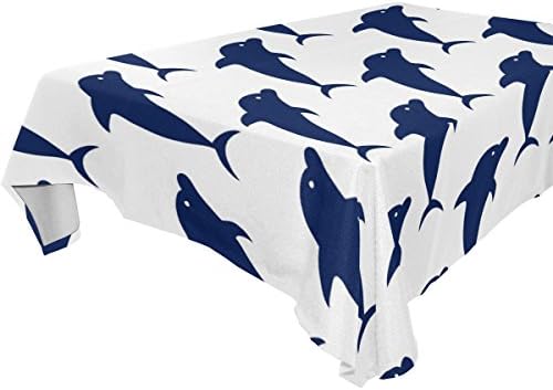 WDYSECRET Blue Dolphins Polyester Printing Tablecloth 60x90(in)