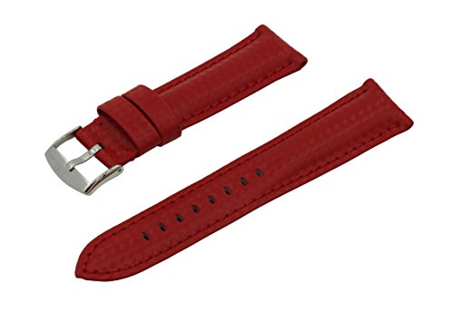 SWISS REIMAGINED 2 Colors Quick Release Quality Genuine Leather Carbon Watch Band Strap - Red