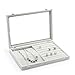 Wuligirl Glass Top Velvet Necklace Ring Jewelry Display Tray Storage Necklace Ring Organizer Showcase Lockable(Mix Jewelry)
