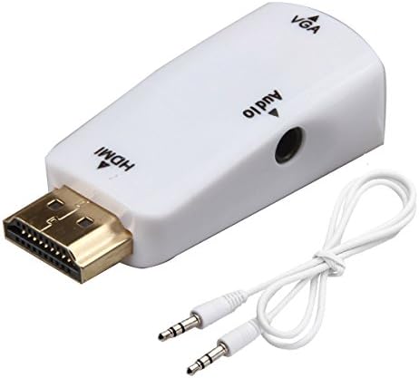 LINESO HD 1080P Gold-Plated HDMI Female to VGA Female Converter Adapter Dongle with 3.5 mm Audio