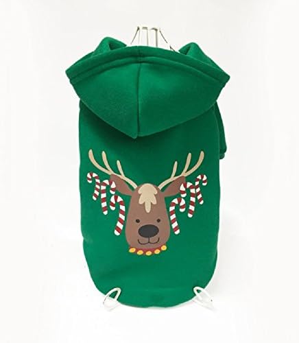 Pet Coat Clothes Christmas Apparel Hoodie Costume Cat Small Dog Puppy Christmas Gift (M, Green,Deer)