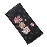 LLguz Women Fresh Fashion Retro Owl Printing Long Wallet Coin Purse Card Handbag (Black)