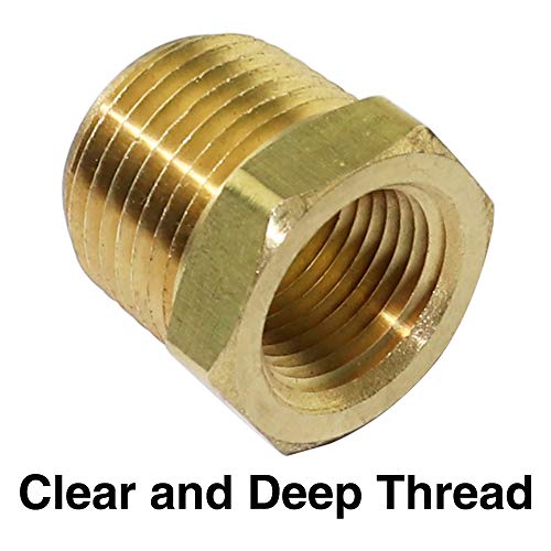 KOOTANS NPT Standard 4pcs 1/4" Female Thread to 3/8" Male Thread Pipe Adapter Brass Pipe Fitting, Reducing Hex Nipple