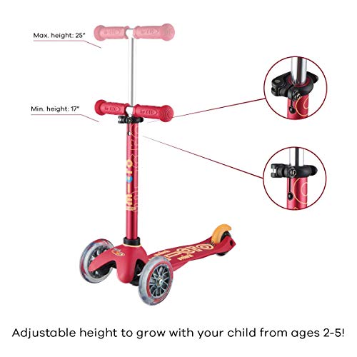 Micro Mini Deluxe 3-Wheeled, Lean-to-Steer, Swiss-Designed Micro Scooter for Kids, Ages 2-5 - Ruby