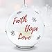 Faith Hope and Love Ornament - Hanging Glass Ball Christmas Ornament with LED Votive Candle and Glitter Inside - Hand Pained Snowflakes - Glass Christmas Ornament