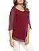 Hount Women Casual Loose Pullover Chiffon Blouse 3/4 Sleeve Solid Chiffon Shirt