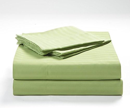 6-Piece Bed Sheet Set 400 TC 100% Egyptian Cotton Super Soft Long Staple, Italian Finish Fitted Sheet fits Upto 24” deep Pocket Mattress Twin, Sage Stripe