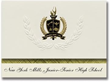 Signature Announcements New York Mills Junior-Senior High School (New York Mills, NY) Graduation Announcements, Presidential Elite Pack 25 with Gold&Black Metallic Foil seal