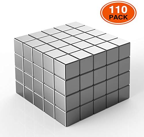 Neodymium Magnets, 110 Pieces Mini Magnets, Square, 10 x 3 mm, Very Strong Adhesion, Suitable for The Magnetic Board of The Fridge or The Office