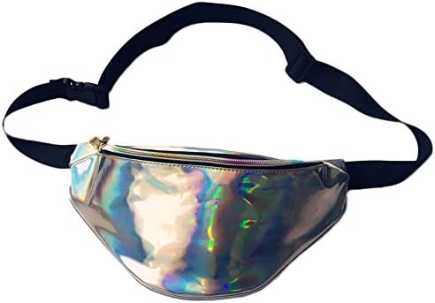 PVC Transparent Waterproof Laser Waist bag Beach Pack (13.77"X 5.11", Silver)