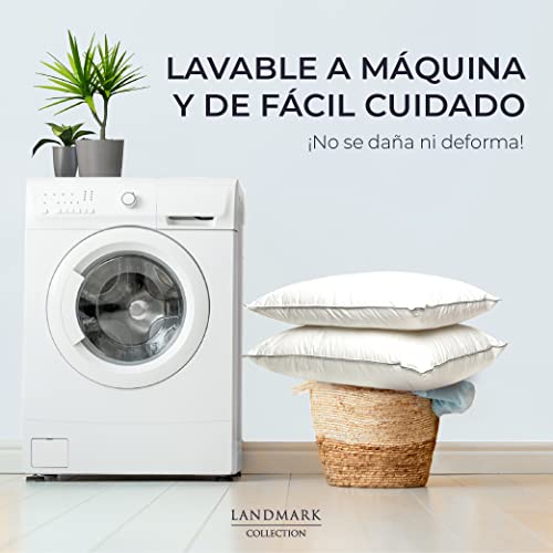 Landmark Collection - Almohadas de Lujo 100% Algodón - Paquete de 2 - Tamaño Standard Matrimonial - Almohadas Hoteleras - Firmeza Suave y Envolvente - Cama Matrimonial Individual