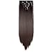 S-noilite 8PCS/SET Full Head Clip in Hair Extensions 140Grams Thick Real Natural Synthetic Hairpiece(26inches-straight, Dark Brown)