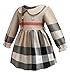 Yinggeli Little Baby Girls Long Sleeve Plaid Checked Princess Dress(Beige, 4-5 Years)