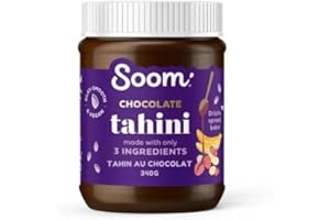 Soom Foods Chocolate Sesame Tahini, 340g Pack of 2 Silky Smooth Texture in Hummus, Dips, Dressings | Vegan, Nut-Free, Gluten-