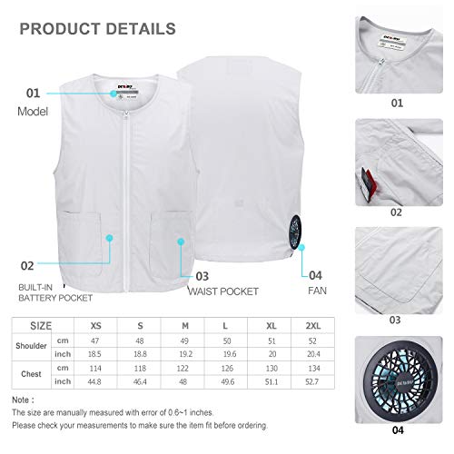 DEWBU Workwear Equipped Cooling Vest Fan with Battery Pack for Summer Outdoors Air-Conditioned Clothes (Grey Vest Suit,Medium)