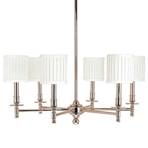 Hudson Valley Lighting Palmer 6-Light Chandelier – Polished Nickel Finish with Off White Linen Shade