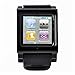 SQdeal Collection iPod Nano 6th Gen Wrist Strap Watch Band Case w/ Adjustable length Function, with Touch Pen (Black)