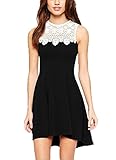 Viwenni Women's Lace Round Neck Sleeveless Sexy Party Summer Causal Dress