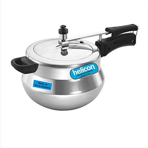 HELICON Aluminium Handi Pressure Cooker – 5 L Capacity – Silver (Works on Gas and Induction Both) HELICON Aluminium Handi Pressure Cooker – 5 L Capacity – Silver (Works on Gas and Induction Both)